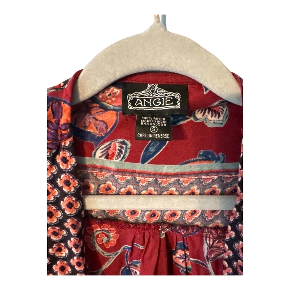 Angie Red Boho Open Front Kimono, Small - Picture 5 of 5